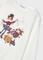 Girls' Long Sleeve T - Shirt with Festive Girl & Cat Print (Mayoral)