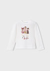 Girls Long Sleeve T-shirt With Sequin Dolls Print
