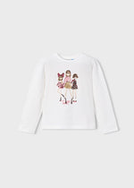 Girls Long Sleeve T-shirt With Sequin Dolls Print