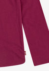 Girls Long - Sleeve Tee in Plum Red with Floral Logo