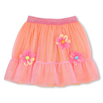 Girls Mesh Skirt with 3D Flower Details