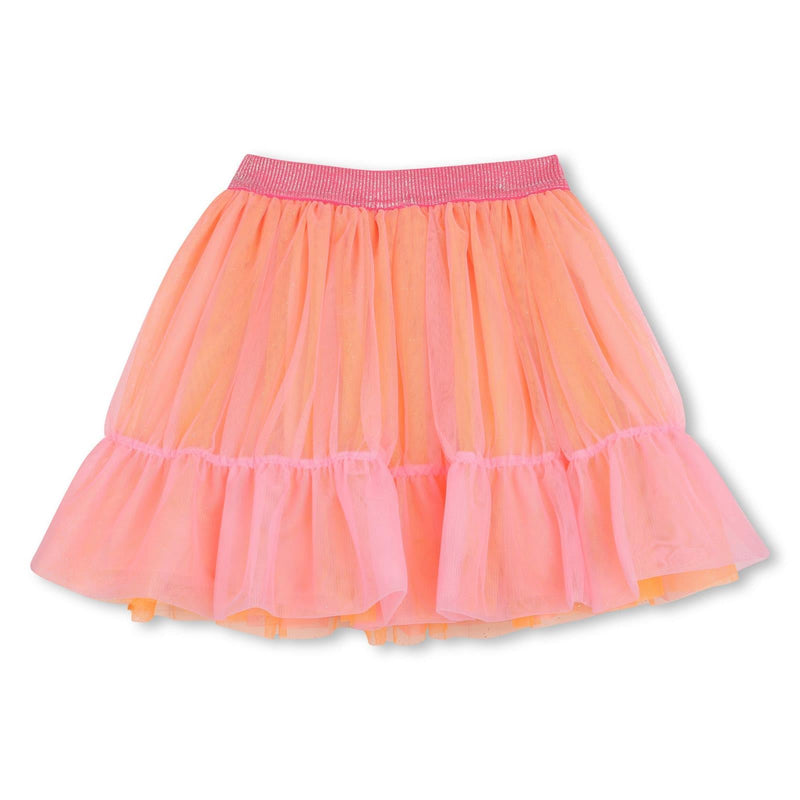 Girls Mesh Skirt with 3D Flower Details