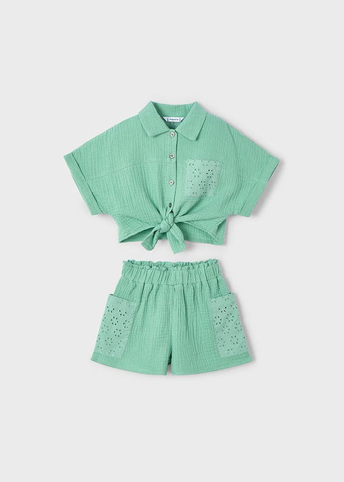 Girls Mint Green Cotton Short Set