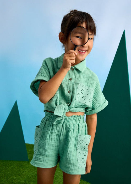 Girls Mint Green Cotton Short Set