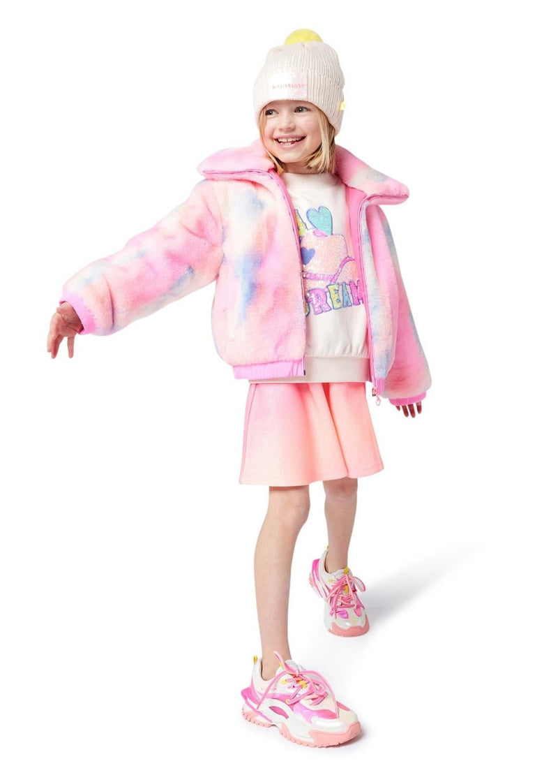 Girls Multicolour Faux Fur Zip Coat