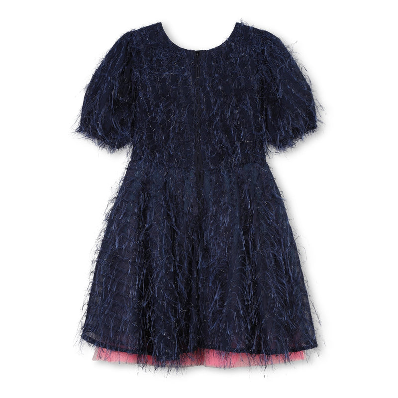 Girls Navy Blue Fluffy Chiffon Dress (Billieblush)