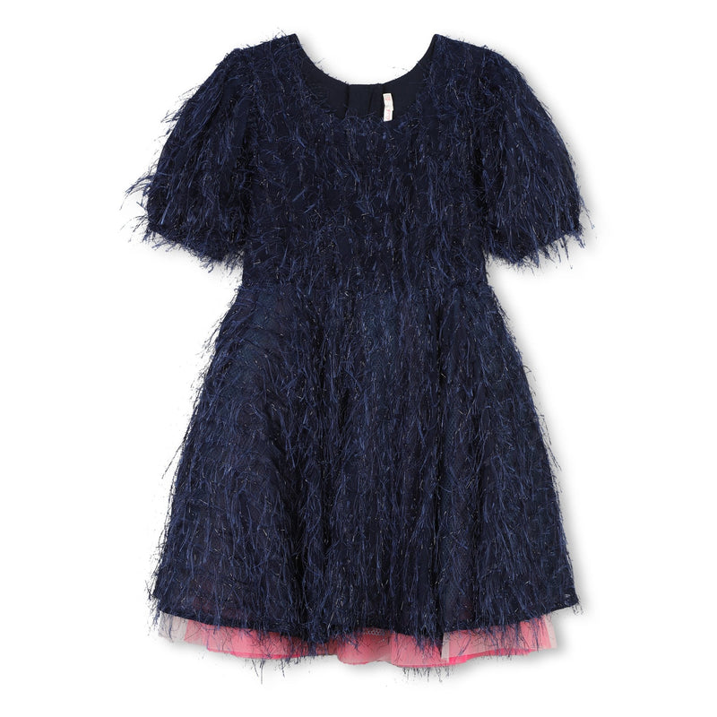 Girls Navy Blue Fluffy Chiffon Dress (Billieblush)