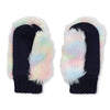 Girls Navy Blue Knit & Faux Fur Mittens