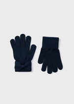 Girls Navy Blue Knitted Bow Gloves (Mayoral)