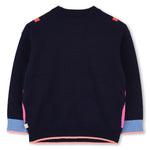 Girls Navy Butterfly Knit Jumper with Studs