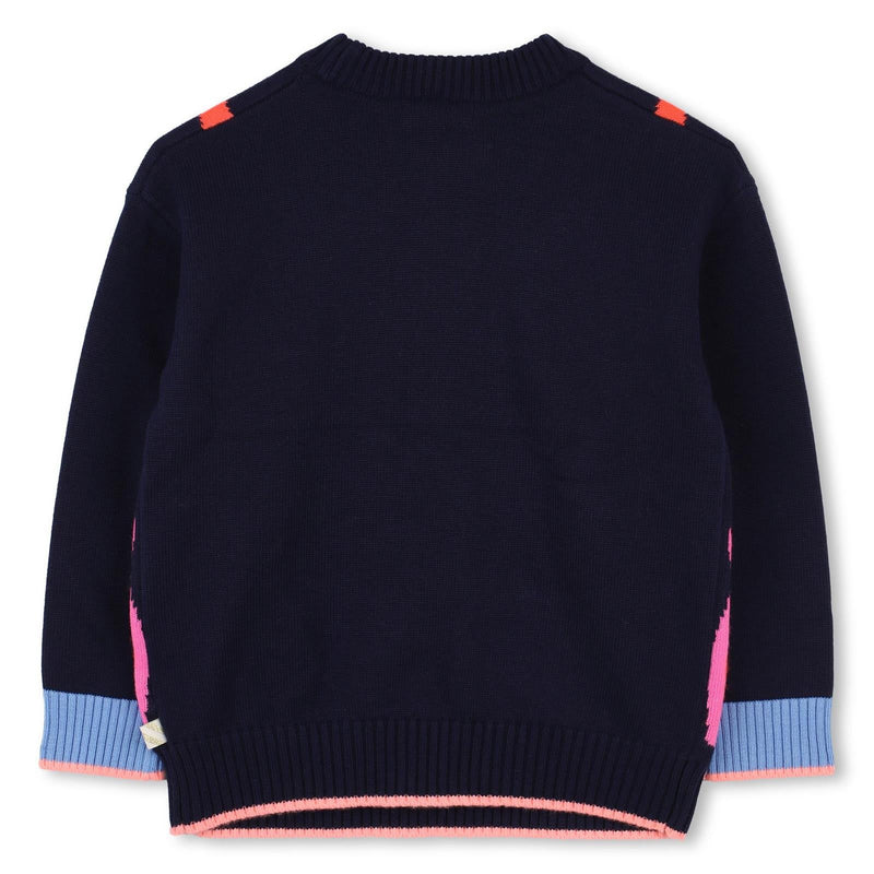 Girls Navy Butterfly Knit Jumper with Studs