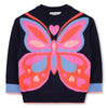 Girls Navy Butterfly Knit Jumper with Studs