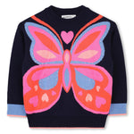 Girls Navy Butterfly Knit Jumper with Studs