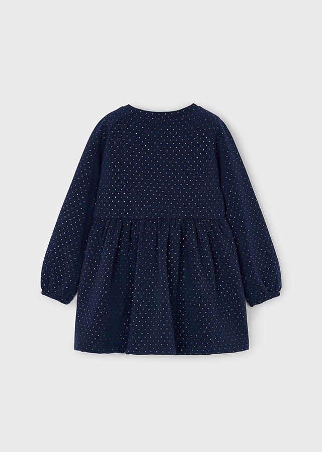 Girls Navy Glitter Dress with Bag