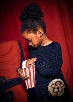 Girls Navy Glitter Dress with Bag