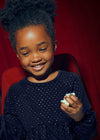 Girls Navy Glitter Dress with Bag