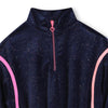 Girls Navy Glitter Velvet Dress with Pink Stripes