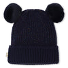 Girls Navy Hat with Double Pom Poms