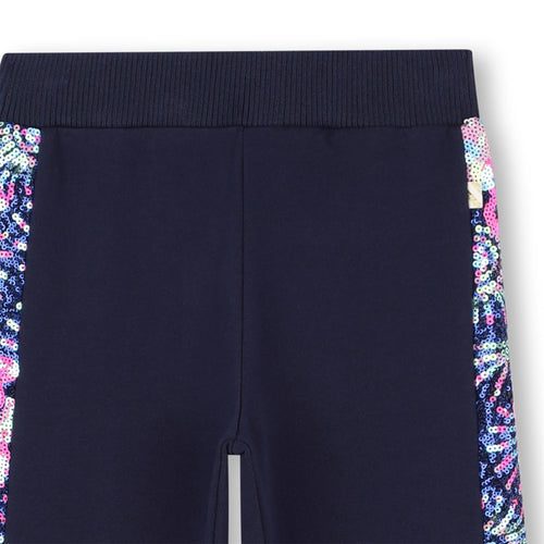 Girls Navy Joggers With Sequin Side Stripe