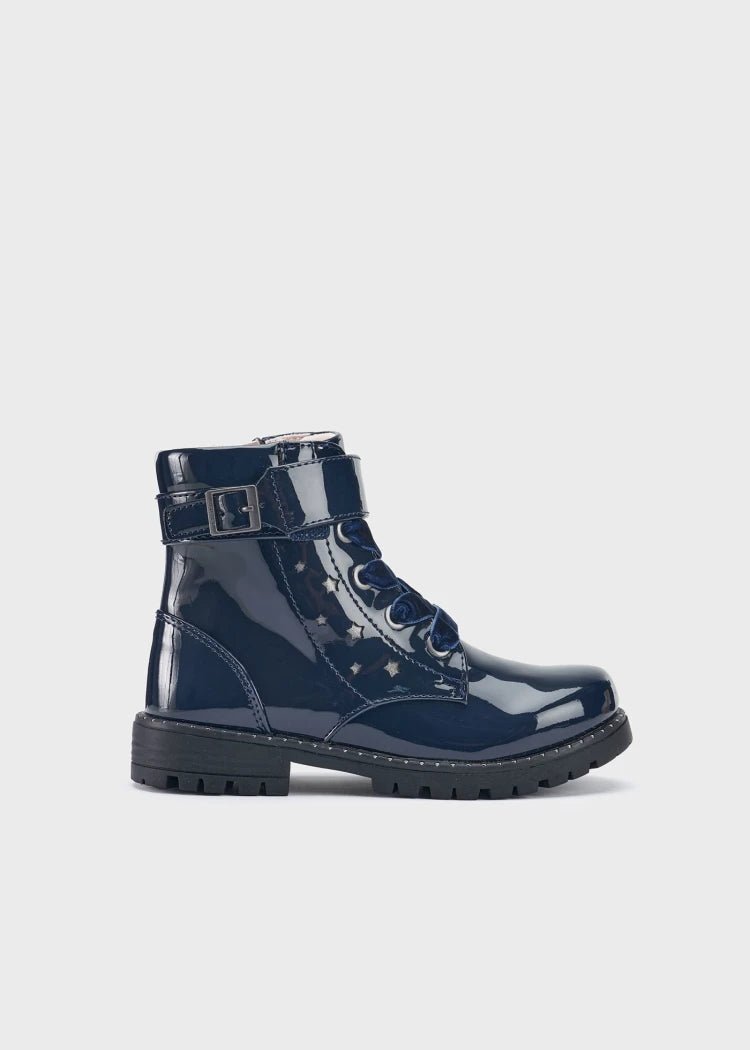 Girls Navy Patent Faux Leather Boots (mayoral)