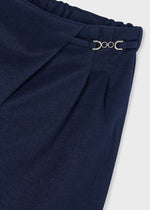 Girls Navy Pleated Trousers with Metal Trim