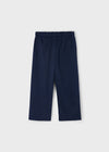 Girls Navy Pleated Trousers with Metal Trim