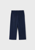 Girls Navy Pleated Trousers with Metal Trim