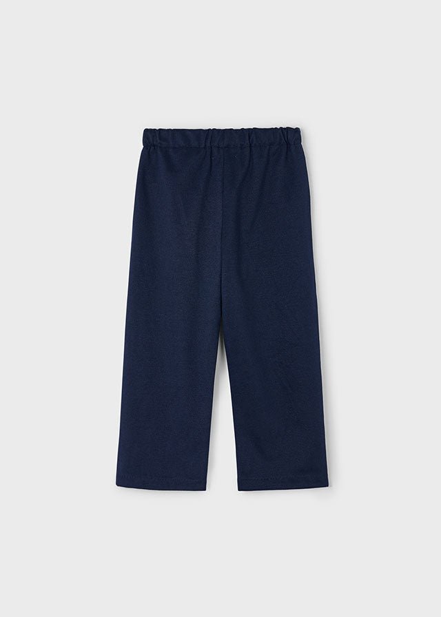 Girls Navy Pleated Trousers with Metal Trim