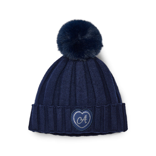 Girls Navy Pom - Pom Knit Hat