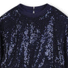 Girls Navy Sequin Party Dress with Mesh Skirt