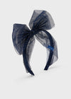 Girls Navy Tulle Bow Tie Headband