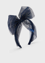Girls Navy Tulle Bow Tie Headband