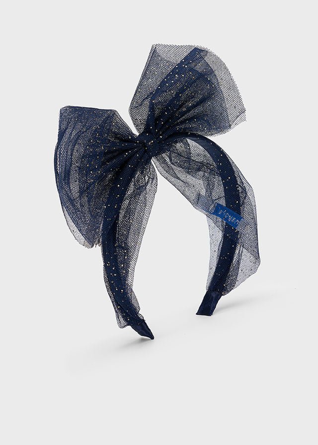 Girls Navy Tulle Bow Tie Headband