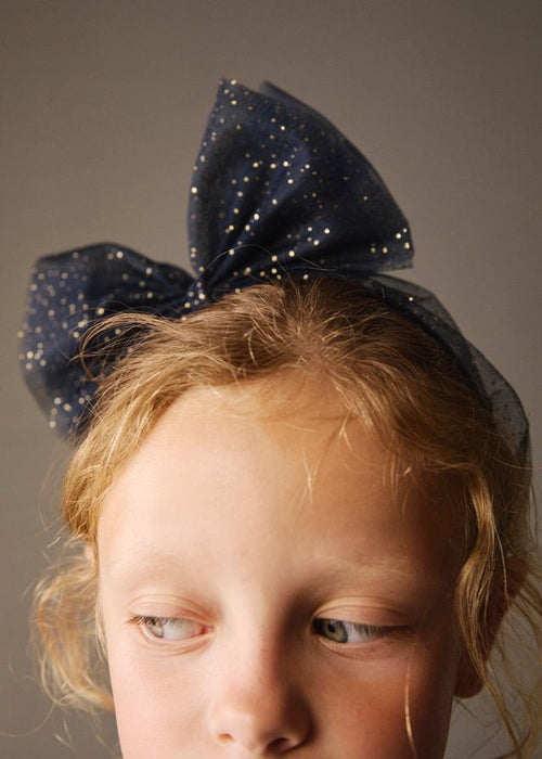 Girls Navy Tulle Bow Tie Headband