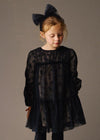 Girls Navy Tulle Dress with Floral Embroidery and Lining