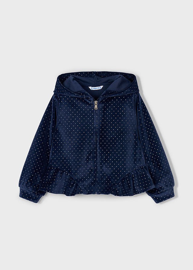 Girls Navy Velour 3 - Piece Tracksuit Set