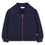 Girls Navy Zip Cardigan With Sequin Back