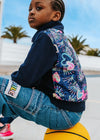 Girls Navy Zip Cardigan With Sequin Back