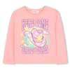 Girls Neon Pink Glitter Print Long Sleeve Top