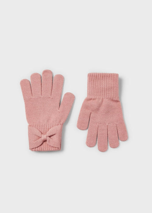 Girls Nude Pink Knitted Bow Gloves (Mayoral)