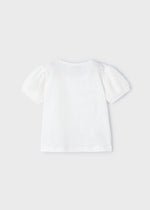 Girls Off white Cotton T-Shirt