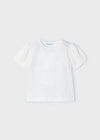 Girls Off white Cotton T-Shirt