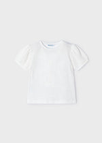 Girls Off white Cotton T-Shirt