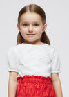 Girls Off white Cotton T-Shirt