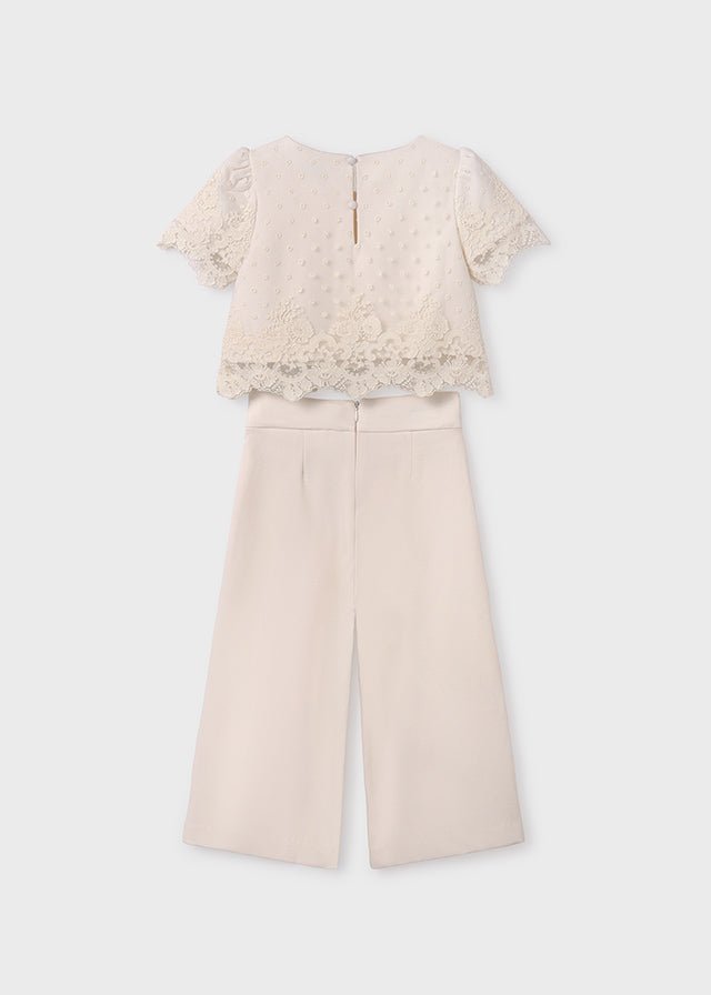 Girls Off - White Occasion Top & Trousers Set