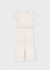 Girls Off - White Occasion Top & Trousers Set