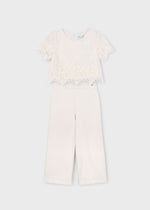 Girls Off - White Occasion Top & Trousers Set