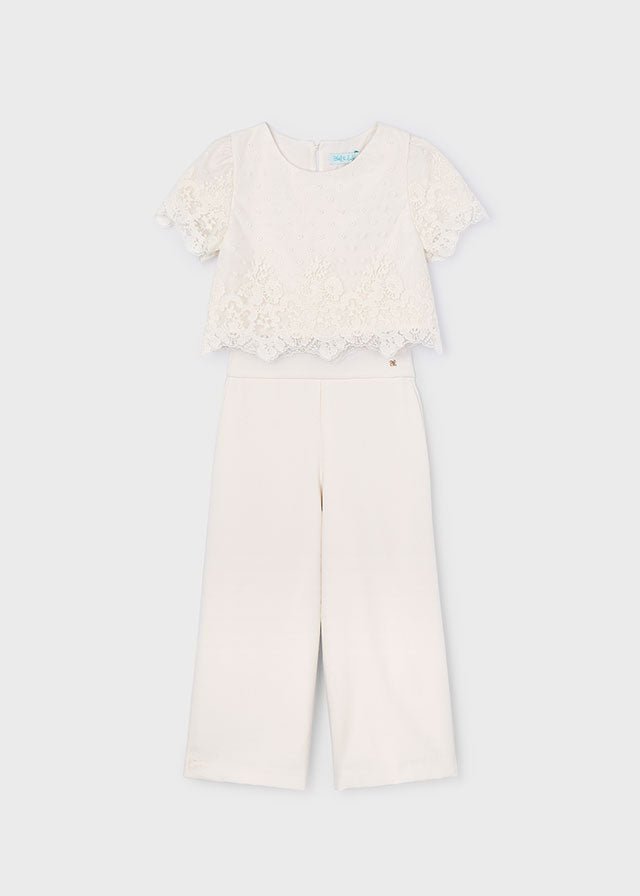 Girls Off - White Occasion Top & Trousers Set