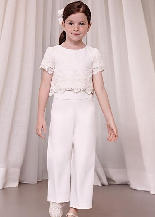 Girls Off - White Occasion Top & Trousers Set