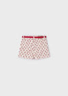 Girls Off - white Patterned Twill Shorts